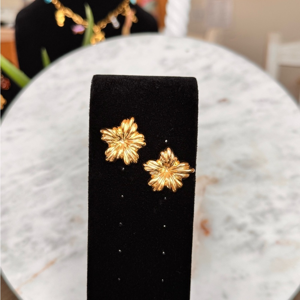Gold Floral Statement Earrings